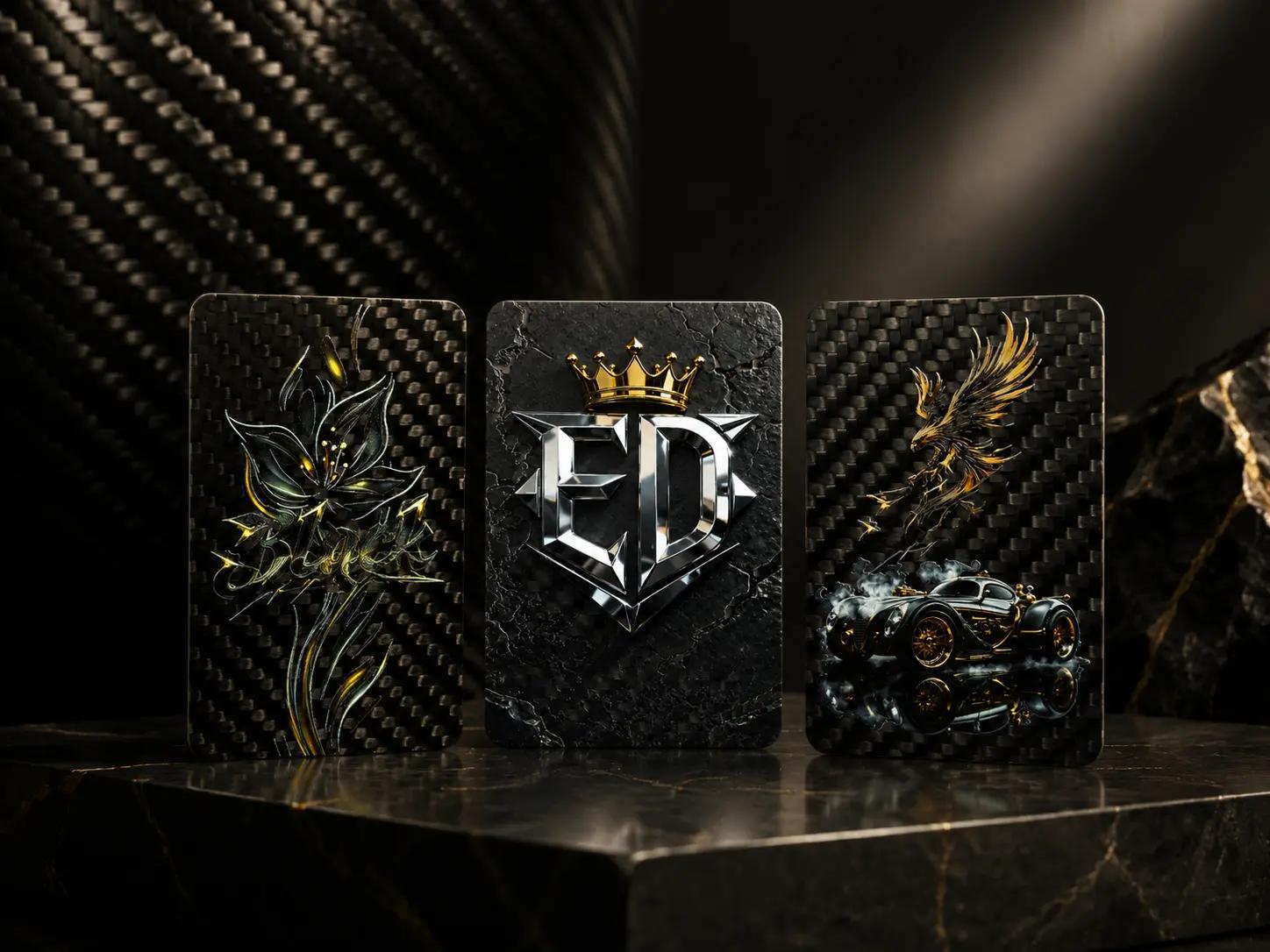 High-end custom carbon fiber business cards, gift cards, and premium racing tickets.